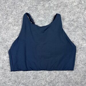 Girlfriend Collective Topanga Sports Bra Navy Blue High Neck ‎ Womens S